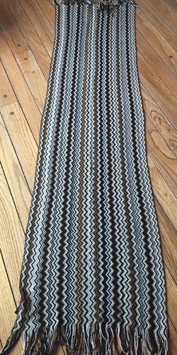 AUTENTICA SCIARPA MISSONI ZIG-ZAG MAGLIA MISTO LANA NERA MULTI MADE IN ITALY NUOVA - Foto 9 di 10