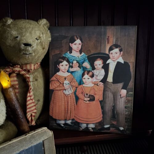 PRIMITIVES EDWARDIAN VIKTORIANISCHES VINTAGE VOLKSSTIL KINDER FAMILIENPORTRÄT SCHILD - Bild 2 von 10