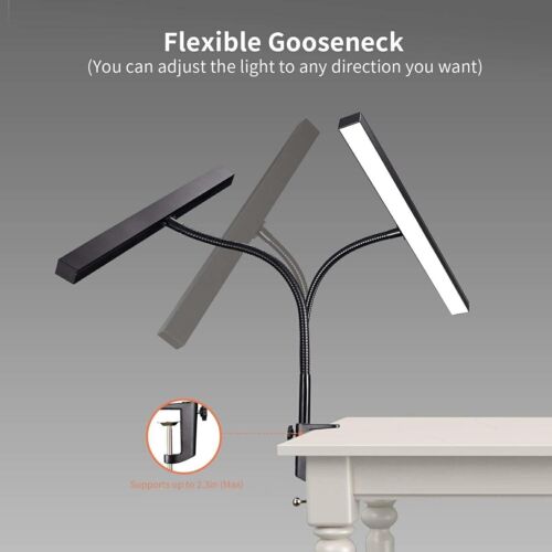 10W LED Desk Lamp Piano Light with Base and Clamp Interchangeable 2in1 Eye Prote - Picture 2 of 7