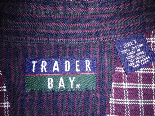 Trader Bay BURGUNDY Plaid 100% Cotton Long-sleeve Button-down SHIRT ~ 2XLTall - Picture 3 of 3