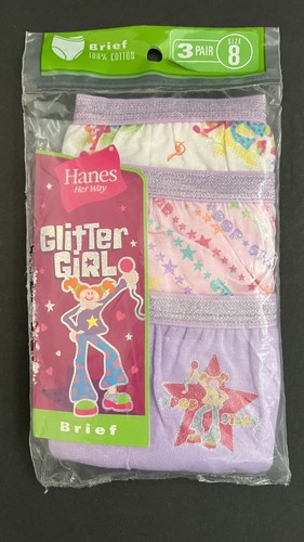 Vintage Hanes Her Way Girls Briefs Underwear Panties Size 8 NOS 2002 3 Pairs - Picture 1 of 2