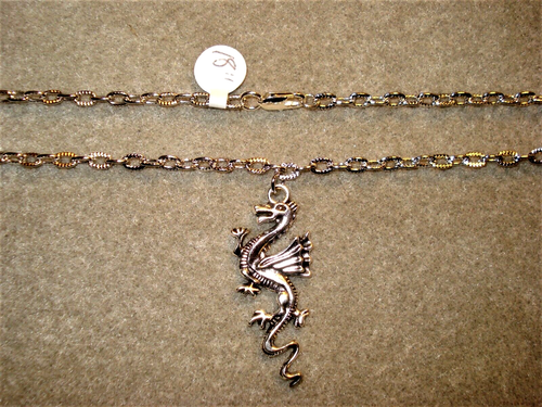 18" Dangle Silver Plated Winged Dragon Men's or Women's Necklace - Picture 2 of 5