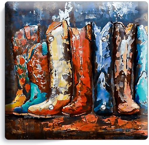 BOTAS VAQUERAS RÚSTICAS WESTERN COUNTRY LUZ INTERRUPTOR TOMA NUEVA PLACA DE PARED ARTE DECORACIÓN - Imagen 10 de 34