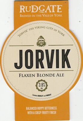 GEBRAUCHTER PUMPENCLIP VORNE - RUDGATE BRAUEREI - JORVIK BLOND FLAXEN ALE (C)