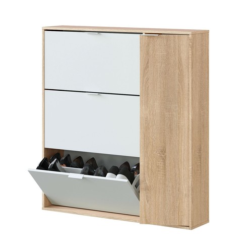 Zapatero con 4 puertas, acabado Blanco y Roble Canadian, Class - Imagen 2 de 8