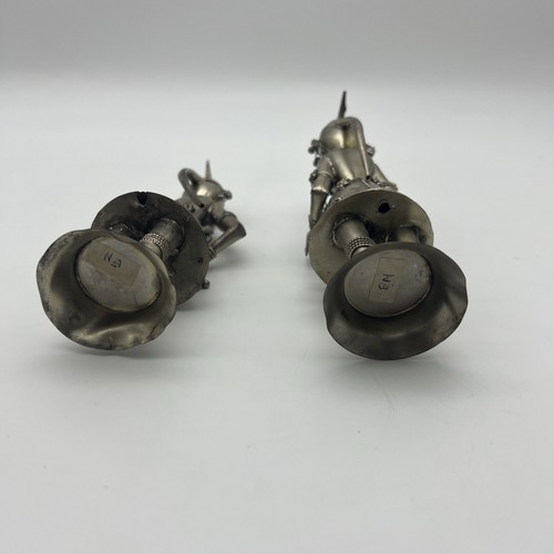 2er Set Vintage Indien Hindu silberfarbene Metall Musiker / Tänzer Figuren - Bild 3 von 6
