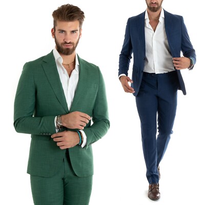 Herren Kleid Einreiher Komplett Jacke Hose Elegant Casual Verschiedene Farben