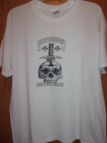 Biketoberfest 06 weiß L T Shirt Snake n Skull Messer - Bild 2 von 3