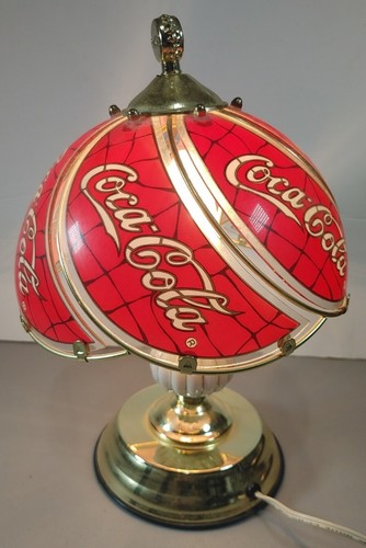 Coca-Cola Glass Touch Lamp Red Vintage Coke 1997 Pub Desk Tiffany Style Works