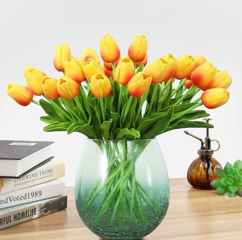 20 Pcs Artificial Tulips Flowers Mixcolor Orange 📦