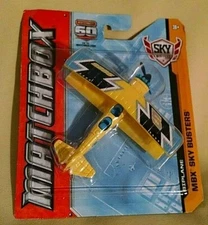 MATCHBOX SKY BUSTERS BIPLANE YELLOW BLUE 5885 5 2012 NEW MATTEL 60TH ANNIV.