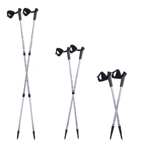 VOSSBACH® 1x Paar Teleskop Treckkingstöcke Silber Nordic Walking Wanderstöcke - Picture 4 of 9