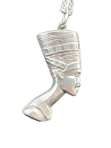 Sterling Silver Nefertiti Egyptian Queen Pendant And Rope Chain Necklace 20” - Picture 13 of 15