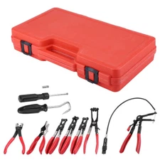 10Pc Hose Clamp Clip Remover Pliers Wire Long Reach Kit Fuel Oil Water Hose Tool