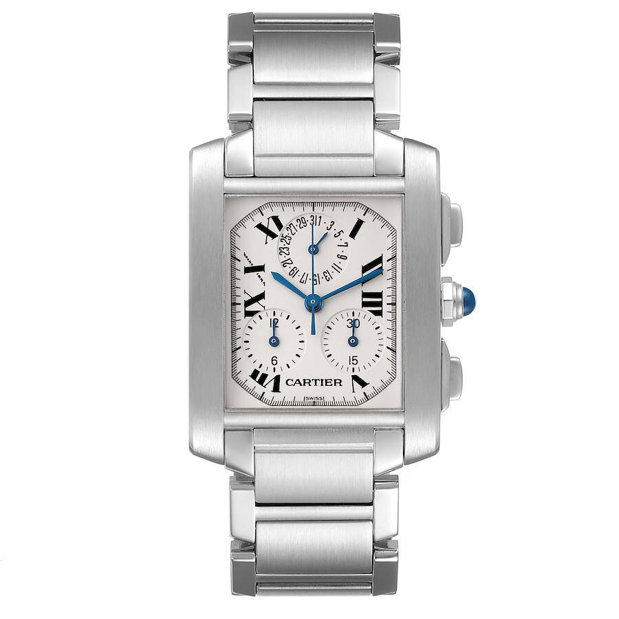 Cartier Tank Francaise Chronograph SS Chronoflex Blue Hands Radial