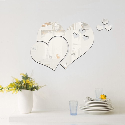 3D Mirror DIY Love Hearts Wall Sticker Removable Decal Home Room Art Mural Decor - Picture 9 of 12