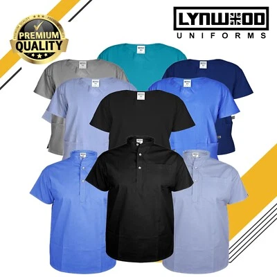 LYNWOOD Scrub Medical Uniform Top Women Men Tunic Nurse Hospital Work Wear VNeck &Collar