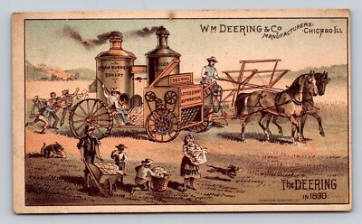 Wm Deering Horse Drawn Farmers People Dog   P345