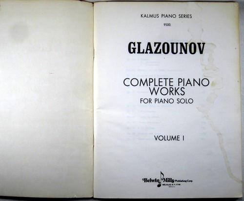 PARTITURA MUSICAL KALMUS Glazounov Piano Completo Obras Vol. I BELWIN MILLS 9500 - Imagen 2 de 5