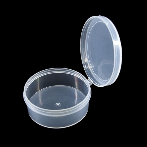 Round Clear Lidded Small Plastic Box Home Organizer Jewelry Beads Storage Boxes - Picture 2 of 9