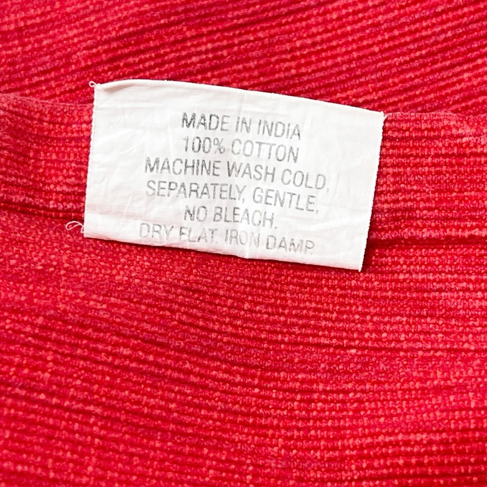 CRATE & BARREL Apple Red Textured 100% Cotton LAMONT Table Runner 115” X 13” - Image 4 of 4