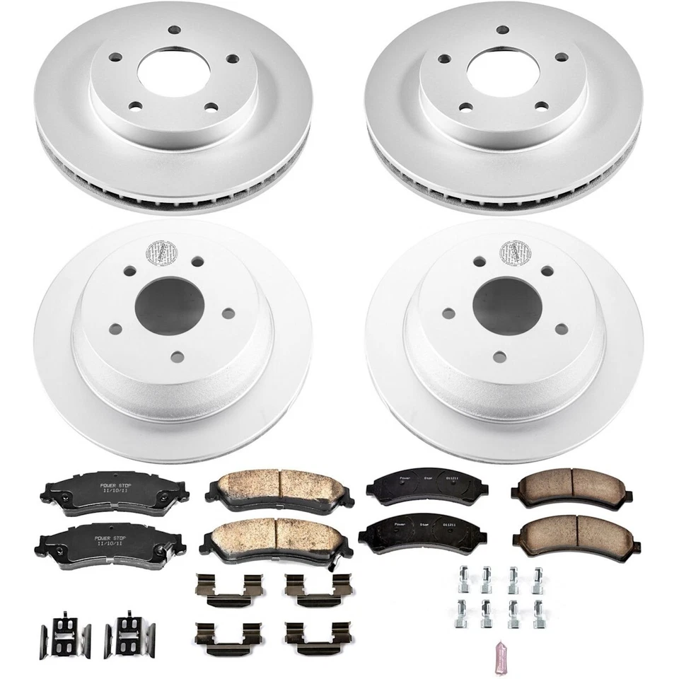Juego de 4 ruedas CRK2006 Powerstop discos de freno y kits de pastillas delanteras y traseras para Chevy Foto 3 de 4