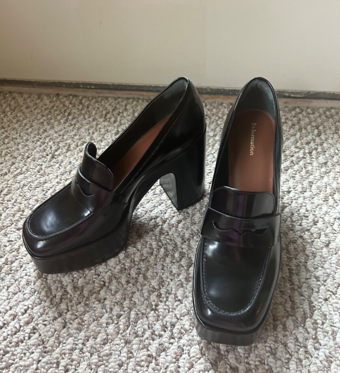 Reformation Lolita Platform Loafer Shoes - Black - Women display picture 1