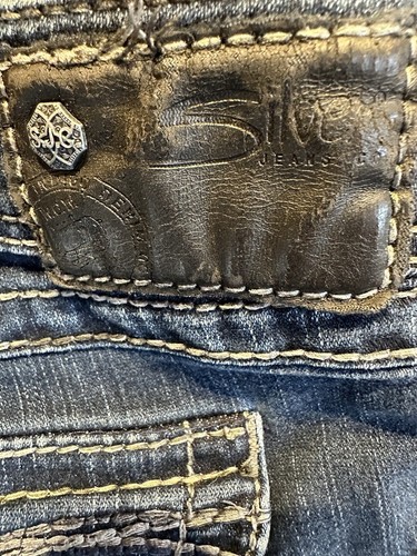 Silver Jeans Womens Plus Sz 34 Bootcut Dark Wash Western Faded Suki Surplus Blue - Picture 8 of 16