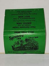 Vintage SYCAMORE INN Hotel Matchbook Cover - Bear Gulch Cucamonga CA California