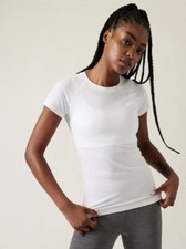 NWT Athleta Momentum Seamless Tee L Large Bright White Sport Wicking Run