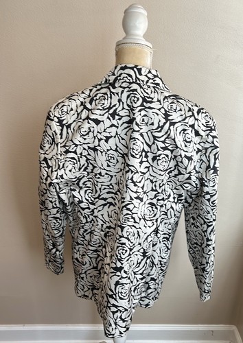 Chico’s Blazer Rosen Schwarz Elfenbein Blumenmuster Gr. 3 (XL) NEU - Bild 4 von 4