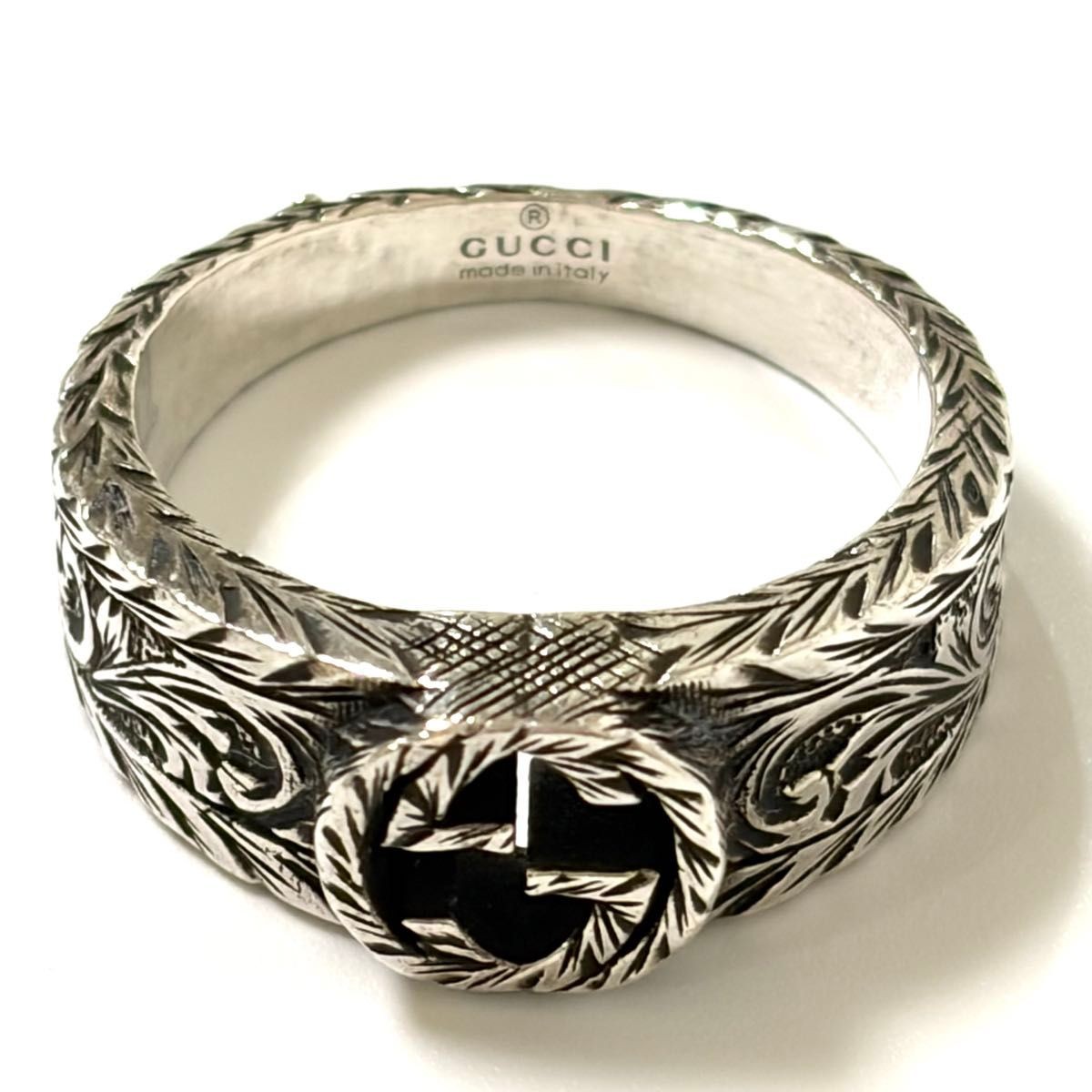 Gucci Interlocking G Arabesque Silver Ring Size 1… - image 4