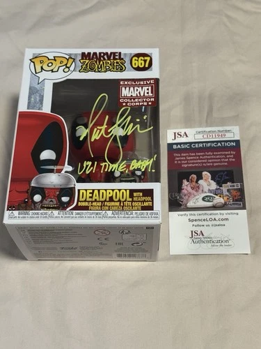 Funko: Deadpool with Headpool #667 ~ Nathan Fillion Signed “Uzi Time Baby!” JSA