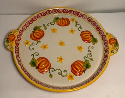 Temp-Tations Pumpkin Patch 14 inch Cake Plate