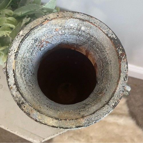 White Washed Gray Terracotta Urn Vase - Picture 2 of 3