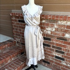 Show Me Your MuMu Samantha Ruffle Wrap Dress Small NWT Champagne Luxe Satin