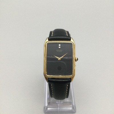 Seiko Mens Watch 18mm Black Gold Tone Diamonds Leather 5930-5409 Needs Battery Seiko Mens Watch 18mm Black Gold Tone Diamonds Leather 5930  main image 2