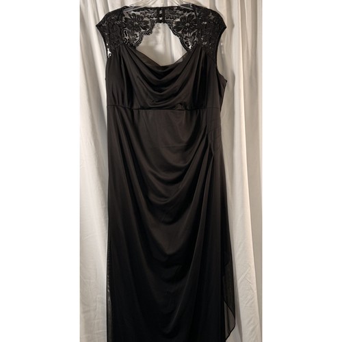 XSCAPE Abendkleid drapiert mit Spitzenschultern, schwarz, Gr: 20W, 82-15 - Bild 3 von 16