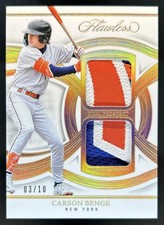 2025 Panini Flawless Carson Benge Dual Prospect Patches Gold #/10 Mets