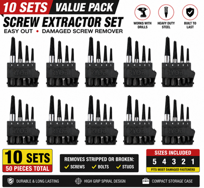 #ad #ad Ryobi A96SE51 Spiral Screw Extractor Set 5 Piece Black New OEM 10 Sets Lot Pack $63.99