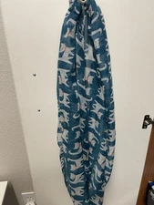 VIVIAN & VINCENT Sheer Light Weight Cat Print Infinity Scarf Teal