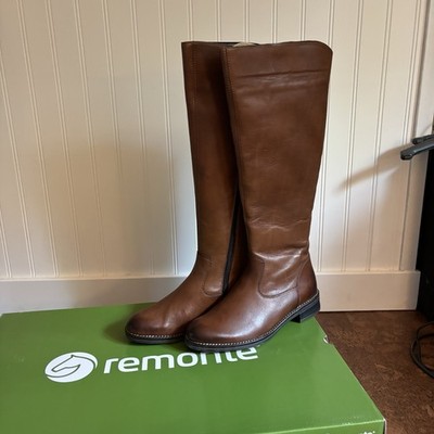 Remonte Tall Brown Leather Zip Up Riding knee high Boots Size 36 5.5
