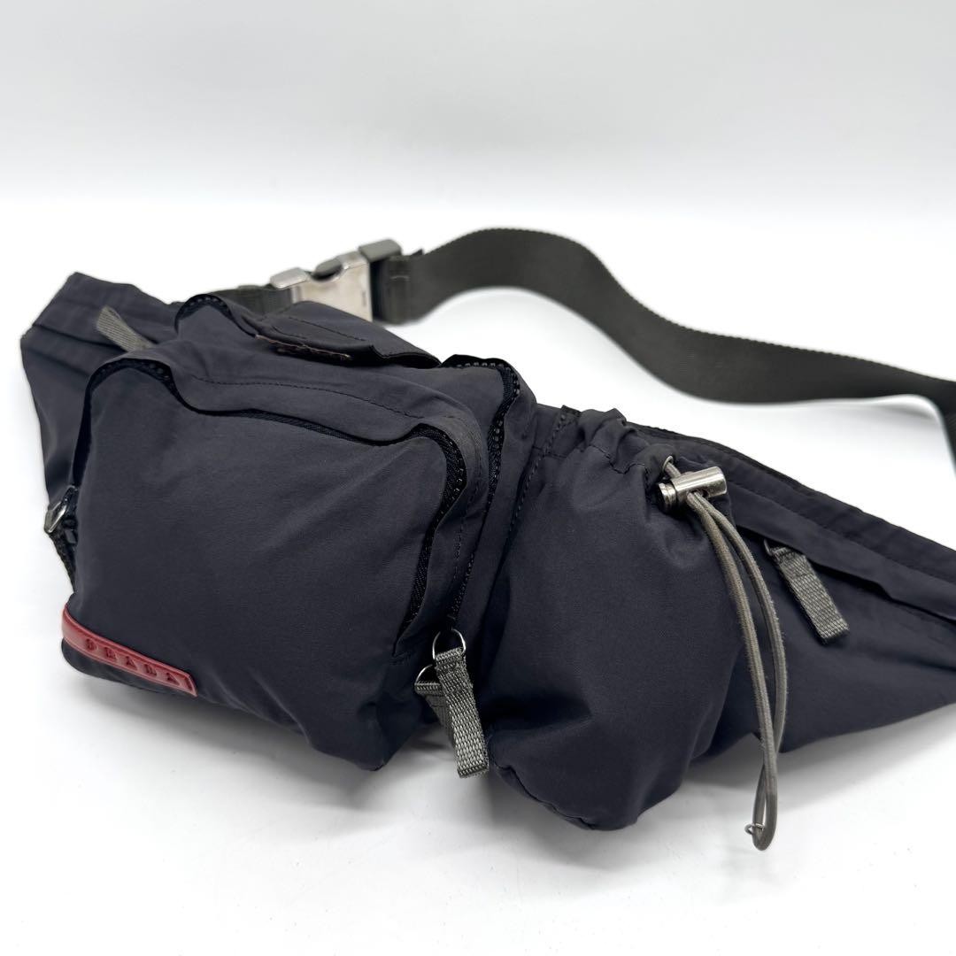 Vintage PRADA SPORT 00s Gray Nylon Y2K Crossbody Body Bag Rare Archive