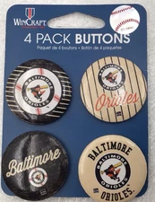 Baltimore Orioles Pinback Button Set Of 4 By Wincraft MLB Assortment Of Designs
