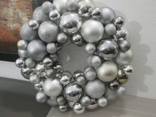 Weihnachtskranz Silber Ø35 Tischkranz Türkranz Kugelkranz Deko Weihnachten Adven