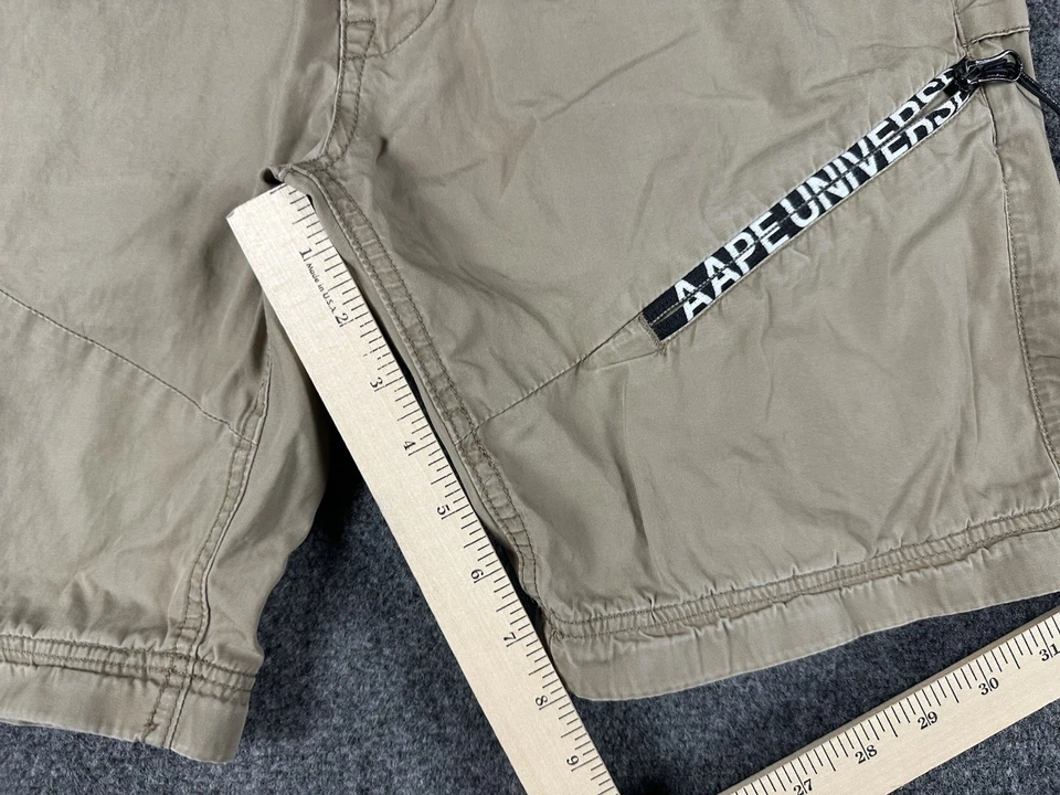 AAPE by A Bathing Ape Short Masculino Tamanho M Cáqui Chino Logotipo Oretrado Gráfico Cinto - Imagem 2 de 4