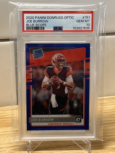 JOE BURROW 2020 DONRUSS OPTIC RATED ROOKIE BLUE SCOPE RC PSA 10 BENGALS