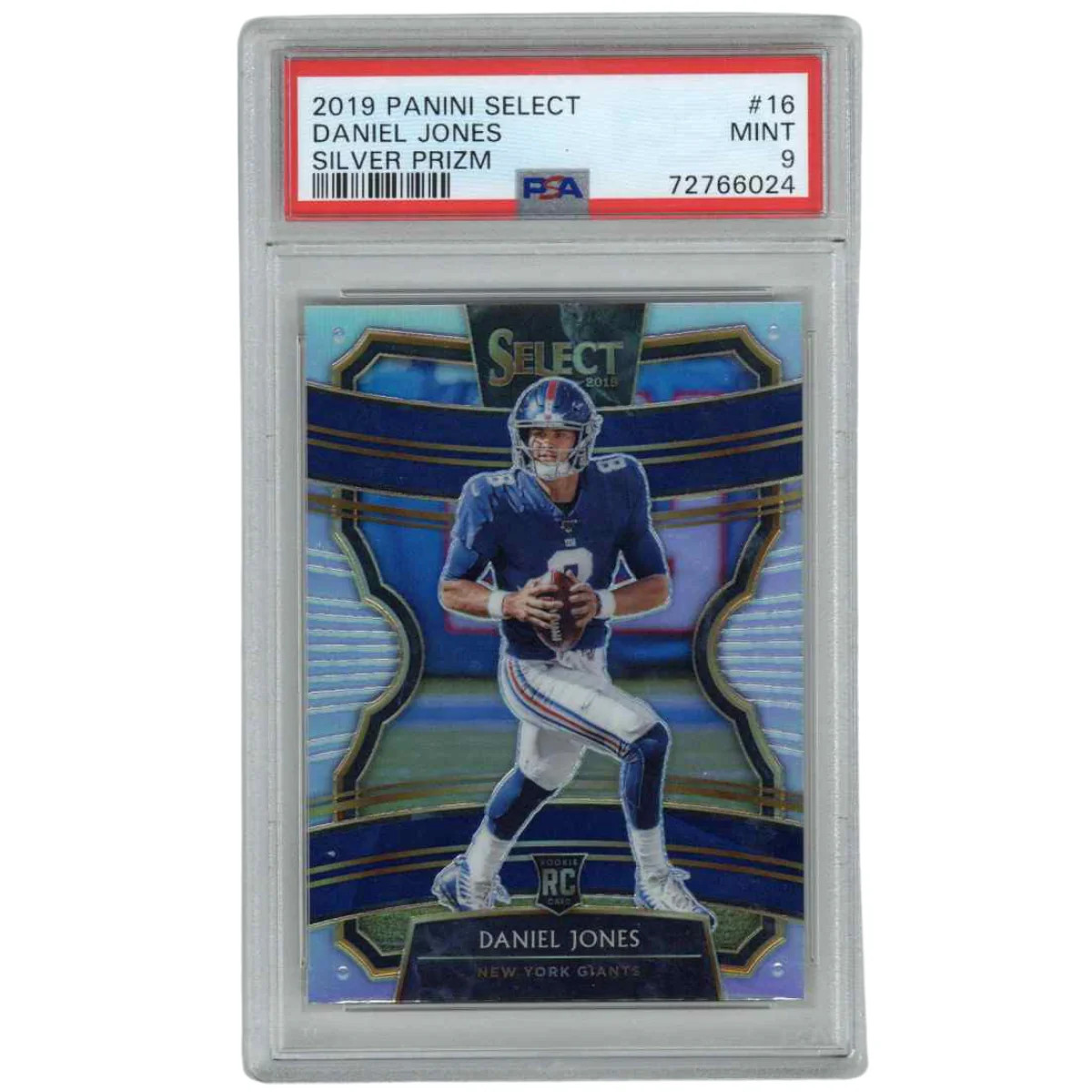 Daniel Jones New York Giants 2019 Panini Select #16 Silver Prism (PSA 9)