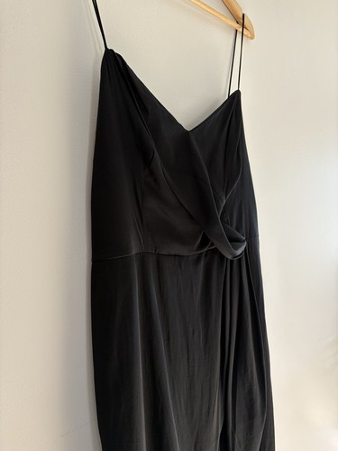 NEW! Banana Republic Black Silky Sweetheart Neckline Shirred Sexy Dress 16 $120 - Picture 9 of 12