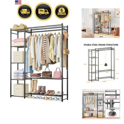 Wardrobe Closet,Portable Clothes Rack with 4 Tiers Shelves,Freestanding Close...